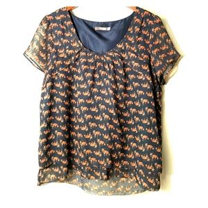 Navy Blue Fox Blouse